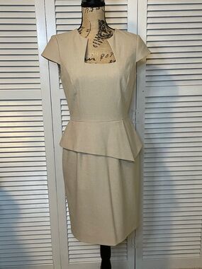 ANTONIO MELANI Tan Peplum Sheath Dress - Sz 6